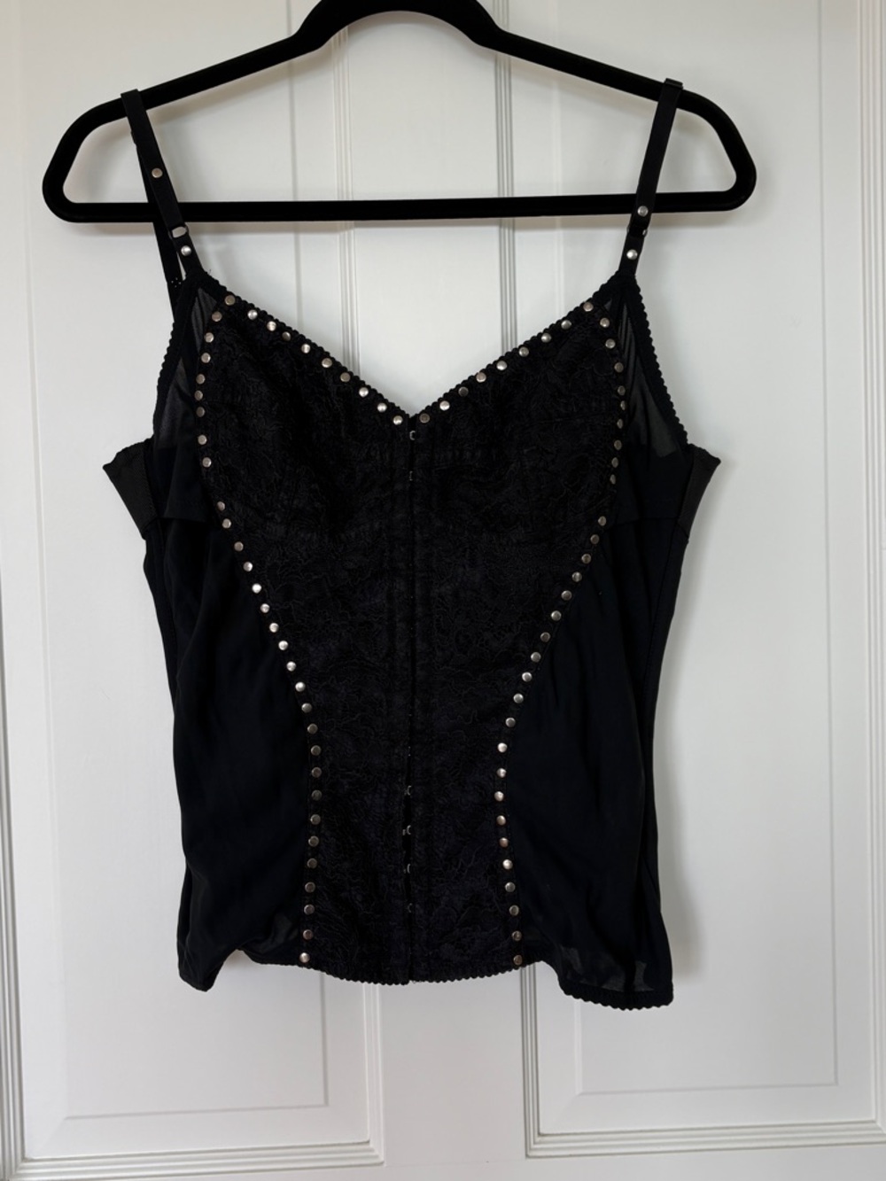 Dolce and Gabbana Vintage Black Studded Lace Corset Top